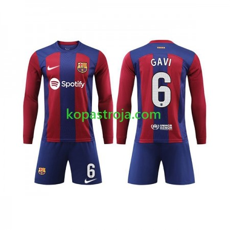 Billiga Fotbollströjor FC Barcelona GAVI 6 Barn Hemma tröja 2023/24 Långärmad